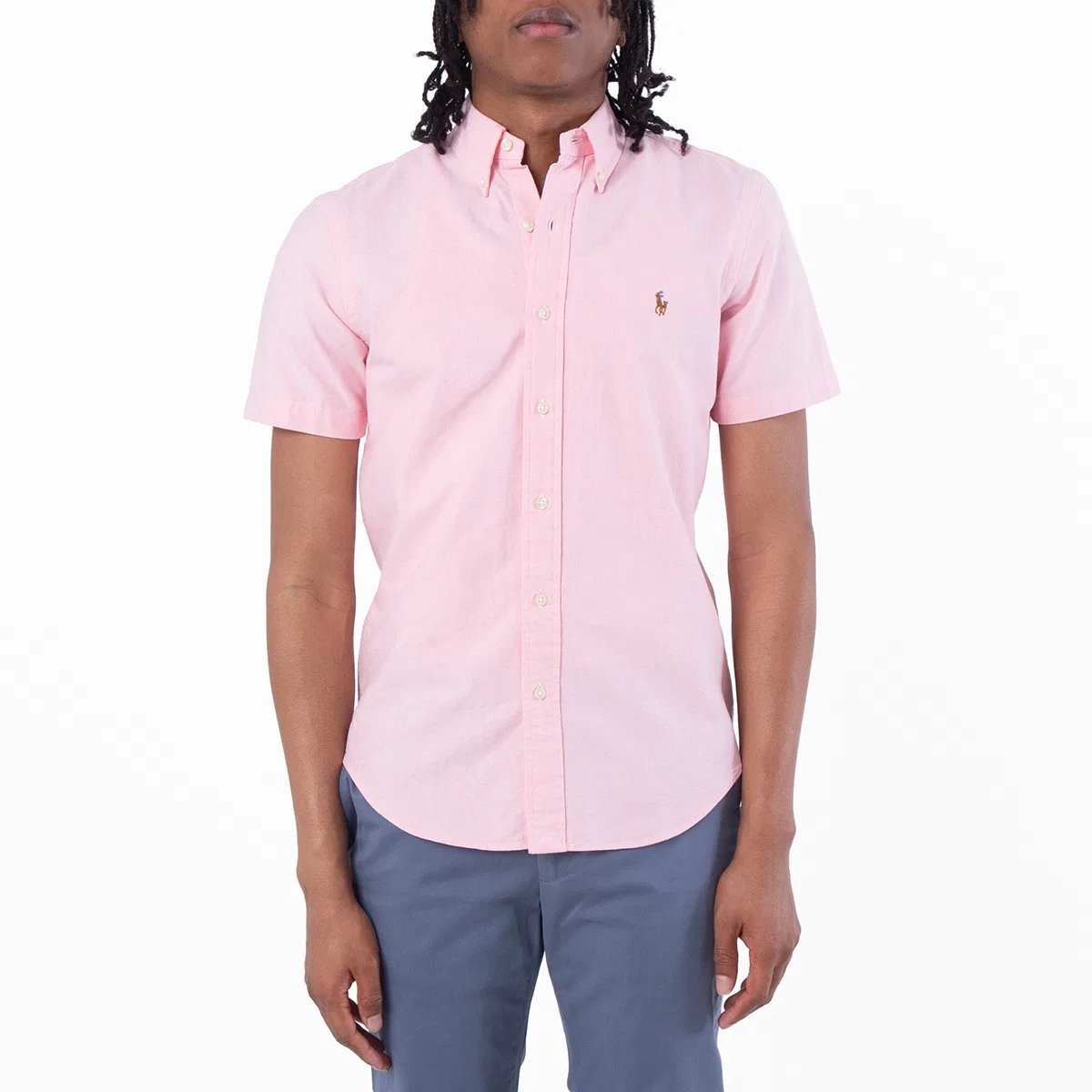 Рубашка оксфордская с коротким рукавом Custom Fit Oxford Shirt Polo Ralph Lauren, Pink