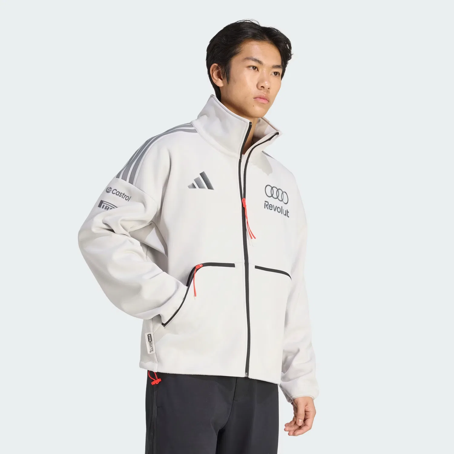 Мужская куртка на молнии свободного кроя Audi Revolut F1 Team Engineers & Marketing Adidas Performance, Chalk Pearl/Iron Metallic — фото 3