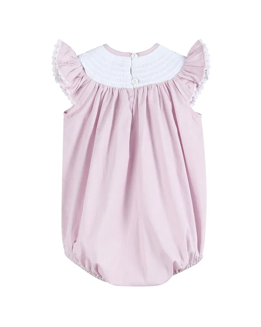 Детский боди-комбинезон для девочек с коротким рукавом и вышивкой Lil Cactus Easter Smocked Flutter, фиолетовый — фото 2