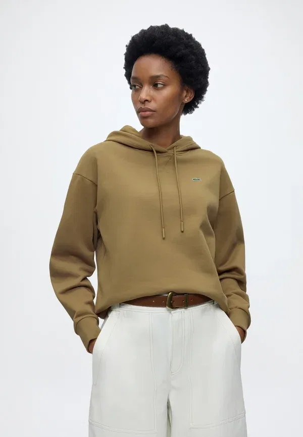 Толстовка Lacoste коричневая, спортивная, с капюшоном — фото 4