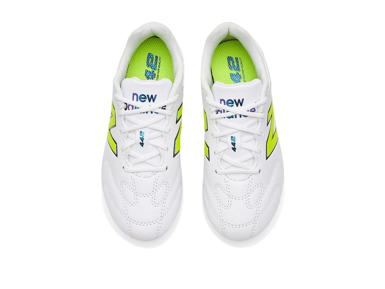 Бутсы 442 Team Junior Fg V3 (для маленьких и больших детей) New Balance Kids, Nb 103 White/Alkaline Green — фото 3