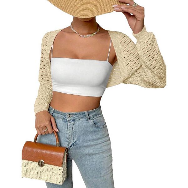 

Женский болеро-кардиган с длинными рукавами и открытой передней частью Yesfashion, Apricot