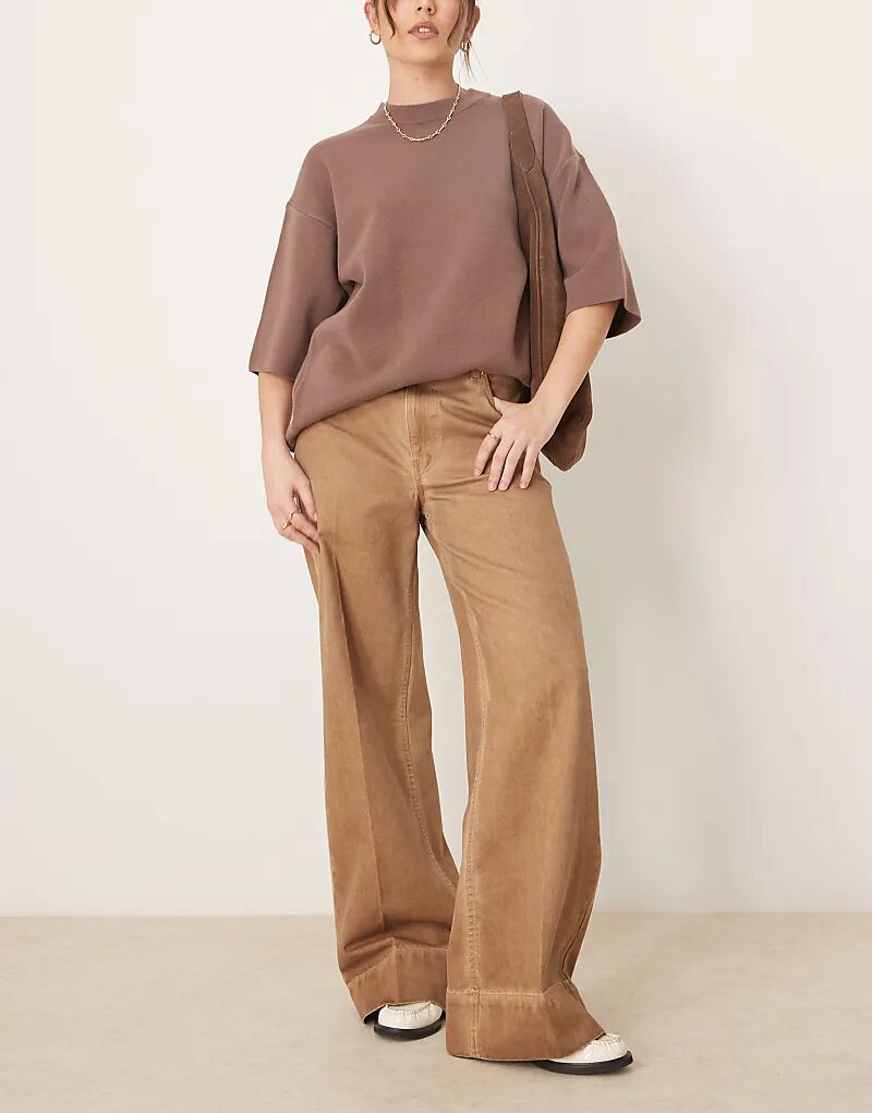 

Джинсы широкого кроя со стрелками спереди из мануки ASOS DESIGN