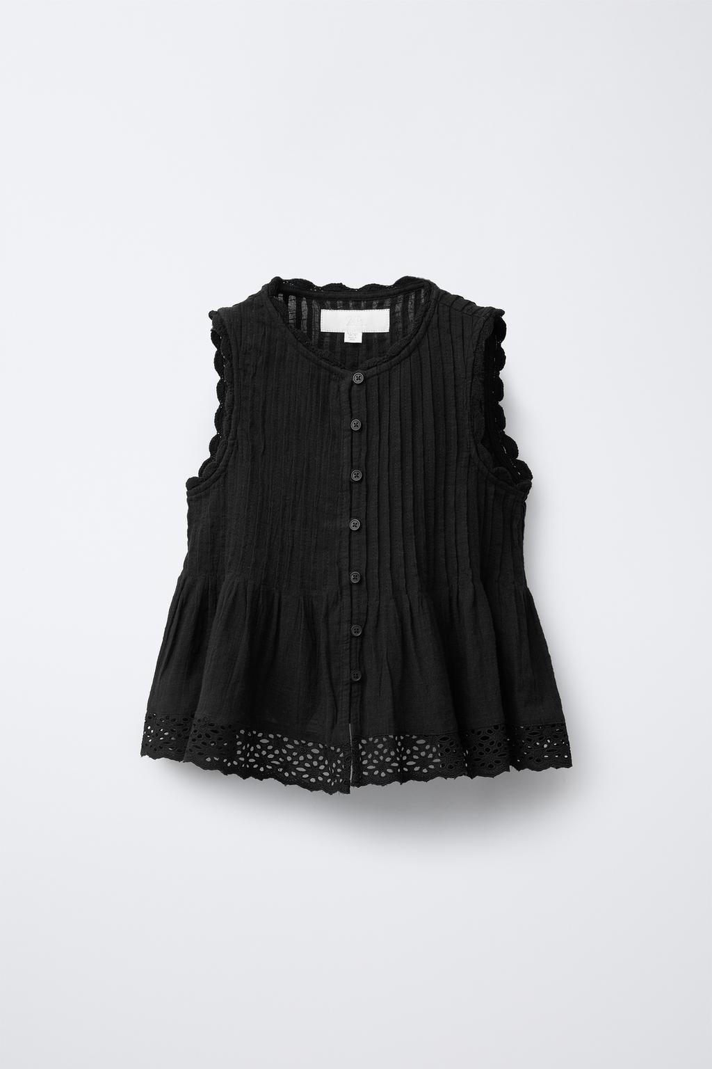 

Рубашка с булавками и вышивкой ZARA, черный