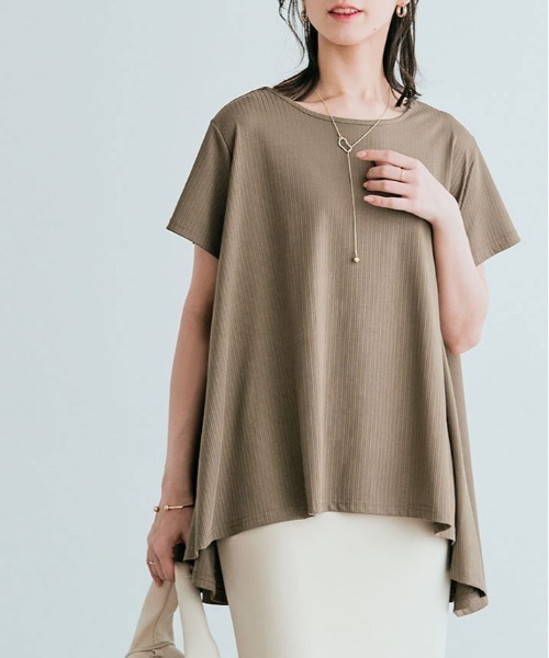 

Топ с короткими рукавами, плиссированный, из эластичной ткани KirakiraShop, коричневый