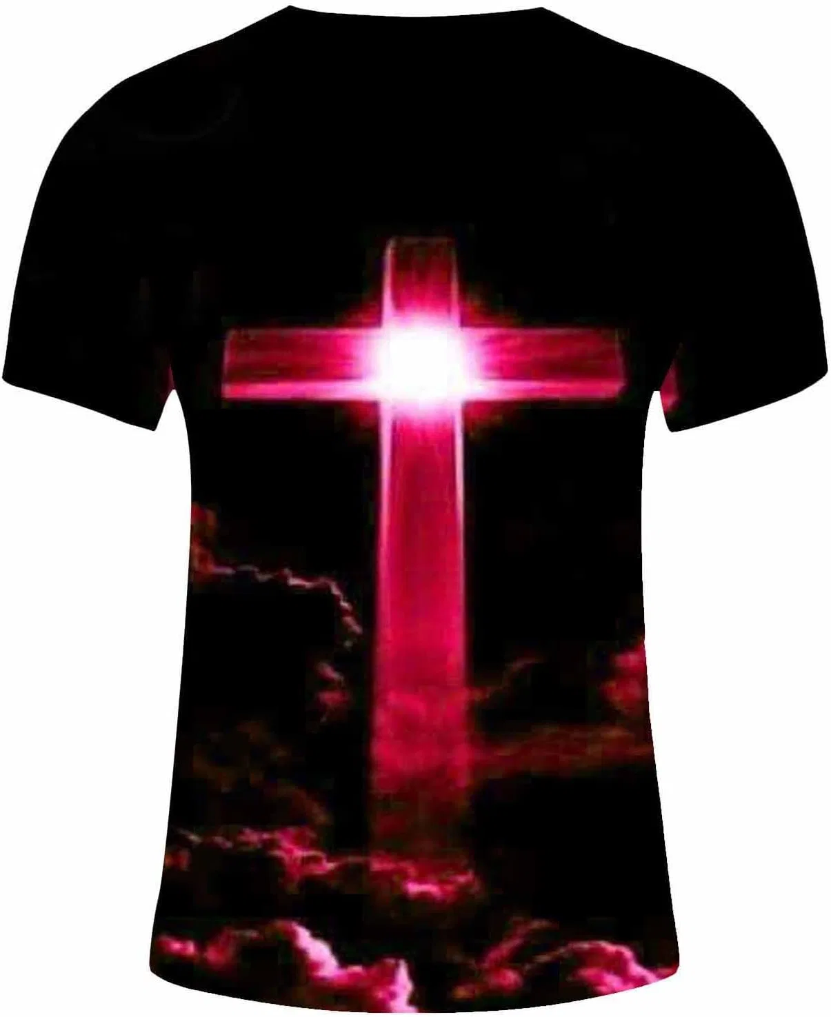 Футболка с принтом Jesus Cross, мужская, Hot Pink — фото 4