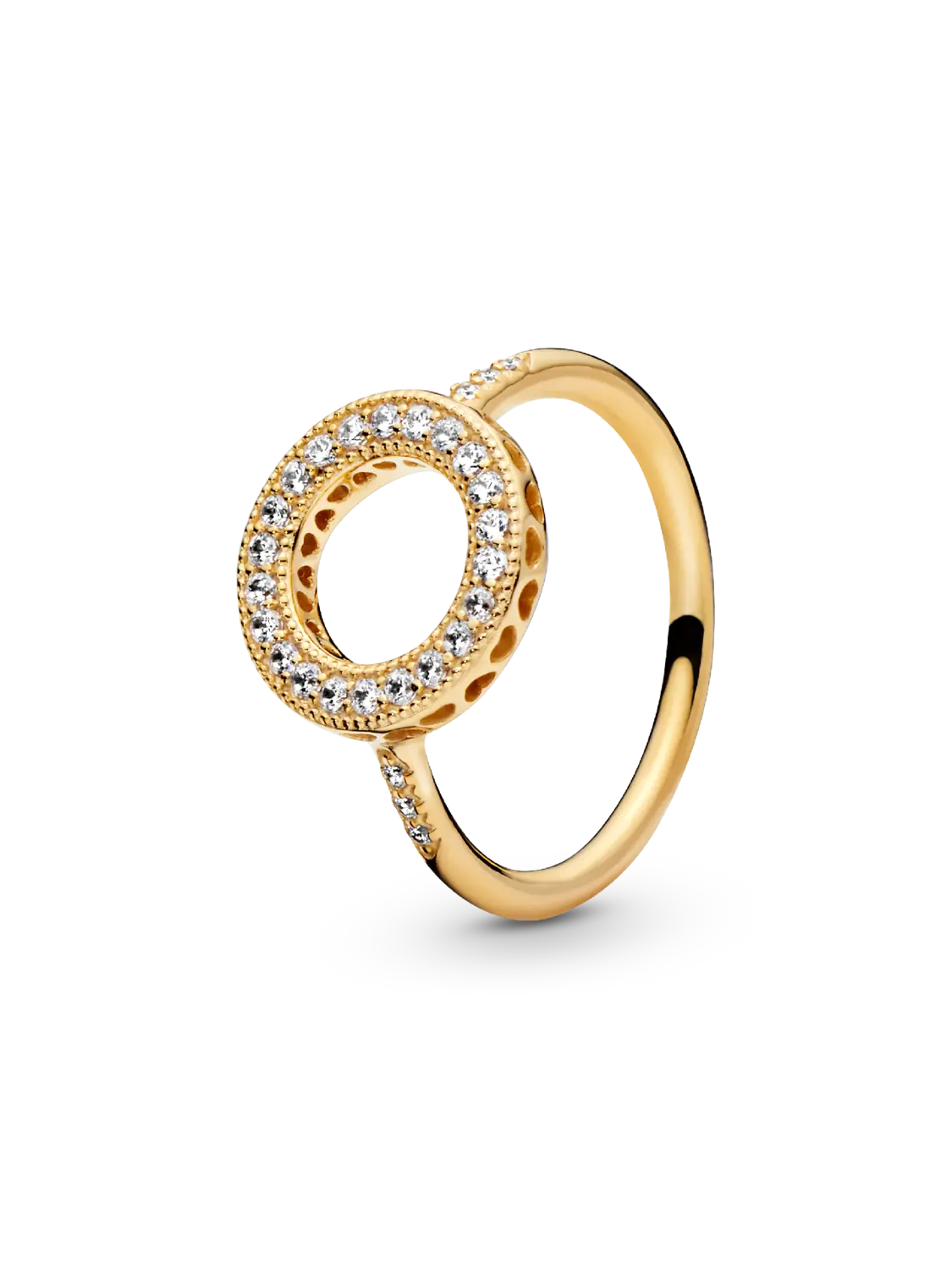 

Кольцо Sparkling Halo Pandora, 14-каратное золотое покрытие