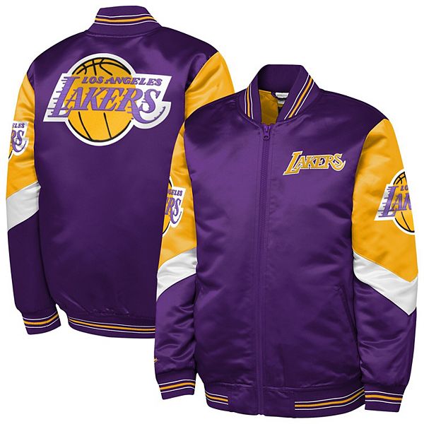 Молодежная фиолетовая satin куртка los angeles lakers throw it back heavyweight full-zip Mitchell & Ness — фото 2