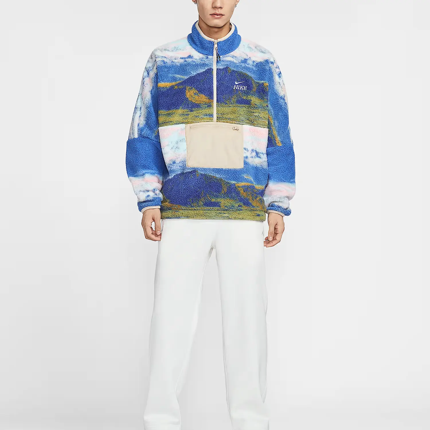 Club Fleece+ Velvet feel Coat Men's Nike, dune белый — фото 4