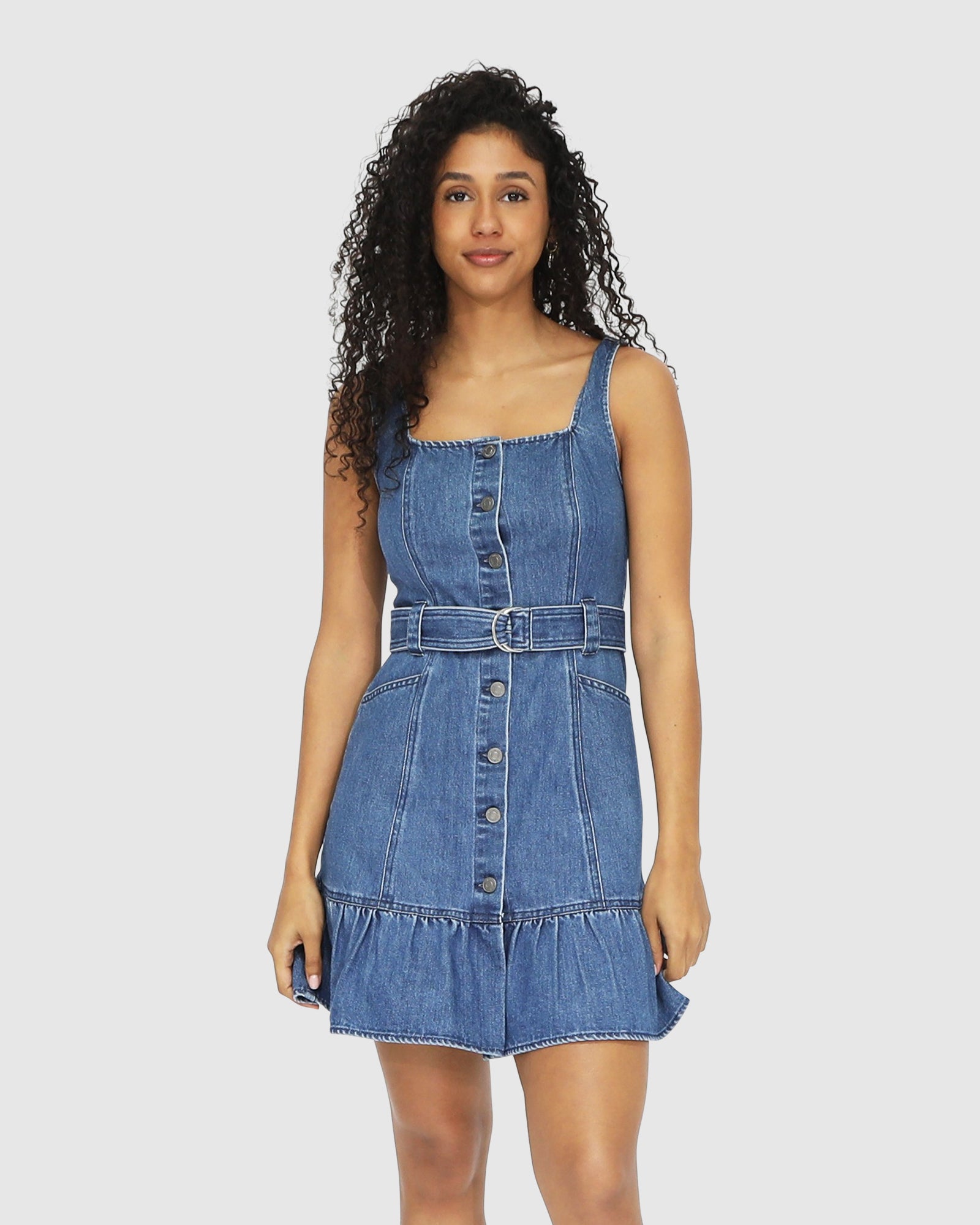 

Мини-платье из денима Reunite Belle&Bloom, цвет mid wash