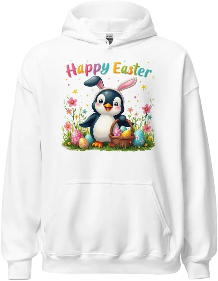 Милый худи унисекс с ушками пингвина и кролика, для охоты за пасхальными яйцами Generic, белый