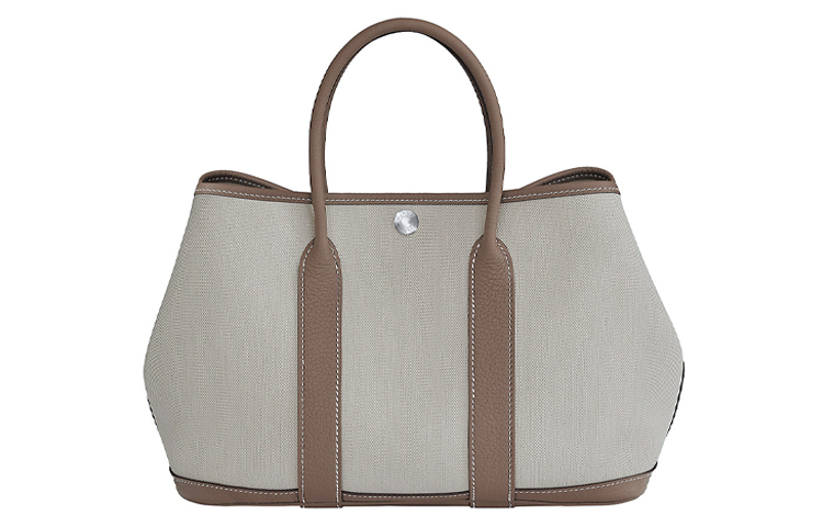 

HERMES Сумка садовая из холста с кожаными вставками