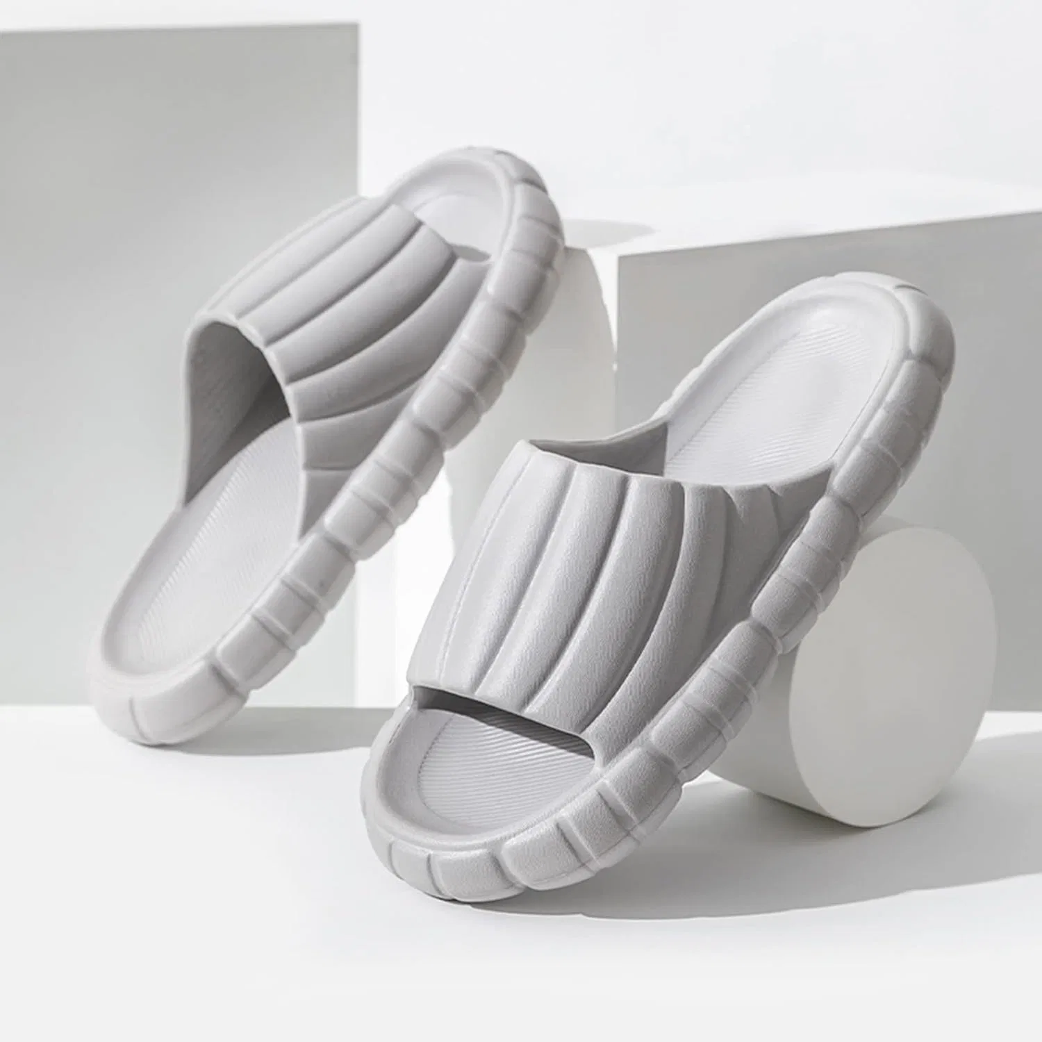 Badelatschen Herren Тапочки Badeschuhe-Herren Badeschlappen Slipper Sommer Schlappen Strandschuhe Шлепанцы Сандалии Hausschuhe Sandalen Männer Duschschuhe Men Badesandalen RYTEJFES, Grau — фото 3