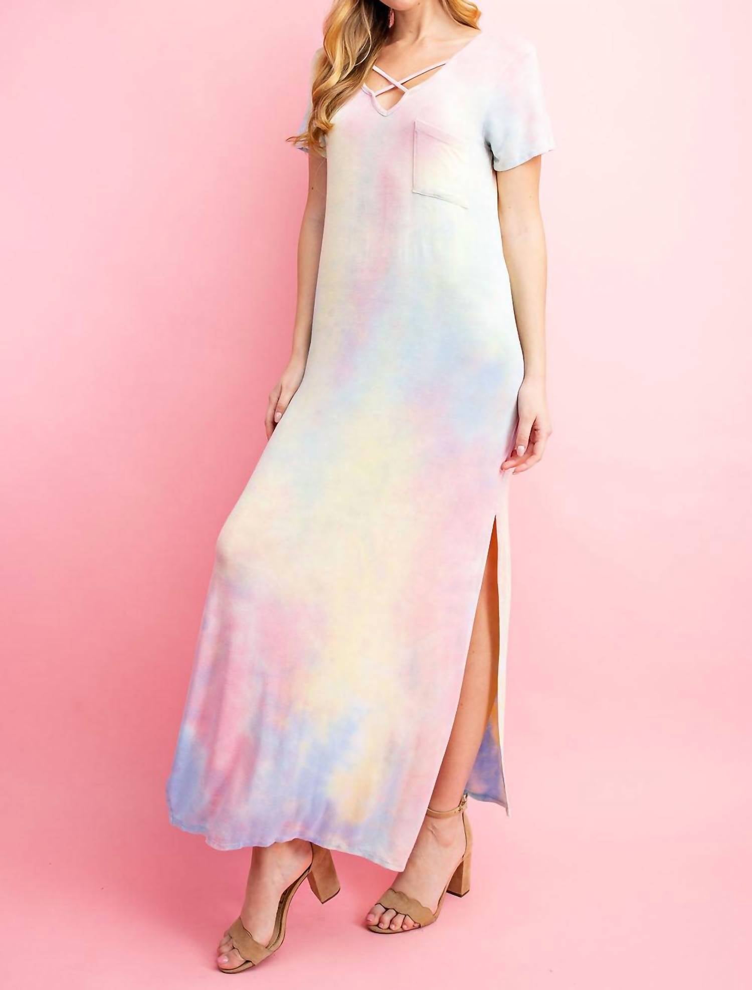 

Длинное платье Tie Dye цвета радуги FSL Apparel, цвет rainbow