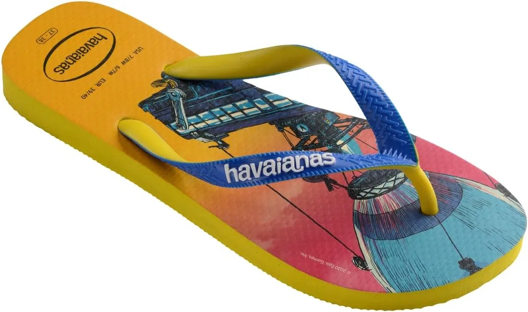 Сандалии-вьетнамки с Fortnite, Havaianas, желтый цитрус — фото 2
