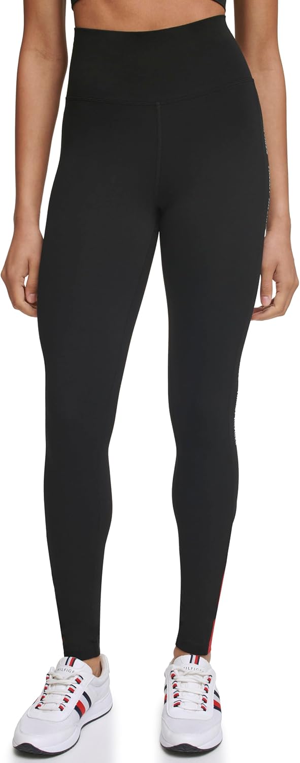 

Женские спортивные леггинсы Tommy Hilfiger с цветными блоками и логотипом на ленте, высокой талией, Black Multi