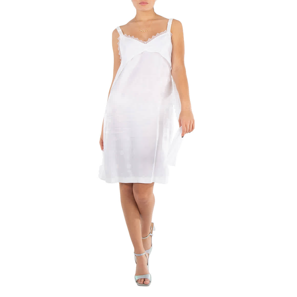 

Барберри Платье-комбинация из сатина с кружевной отделкой в горошек Burberry, белый