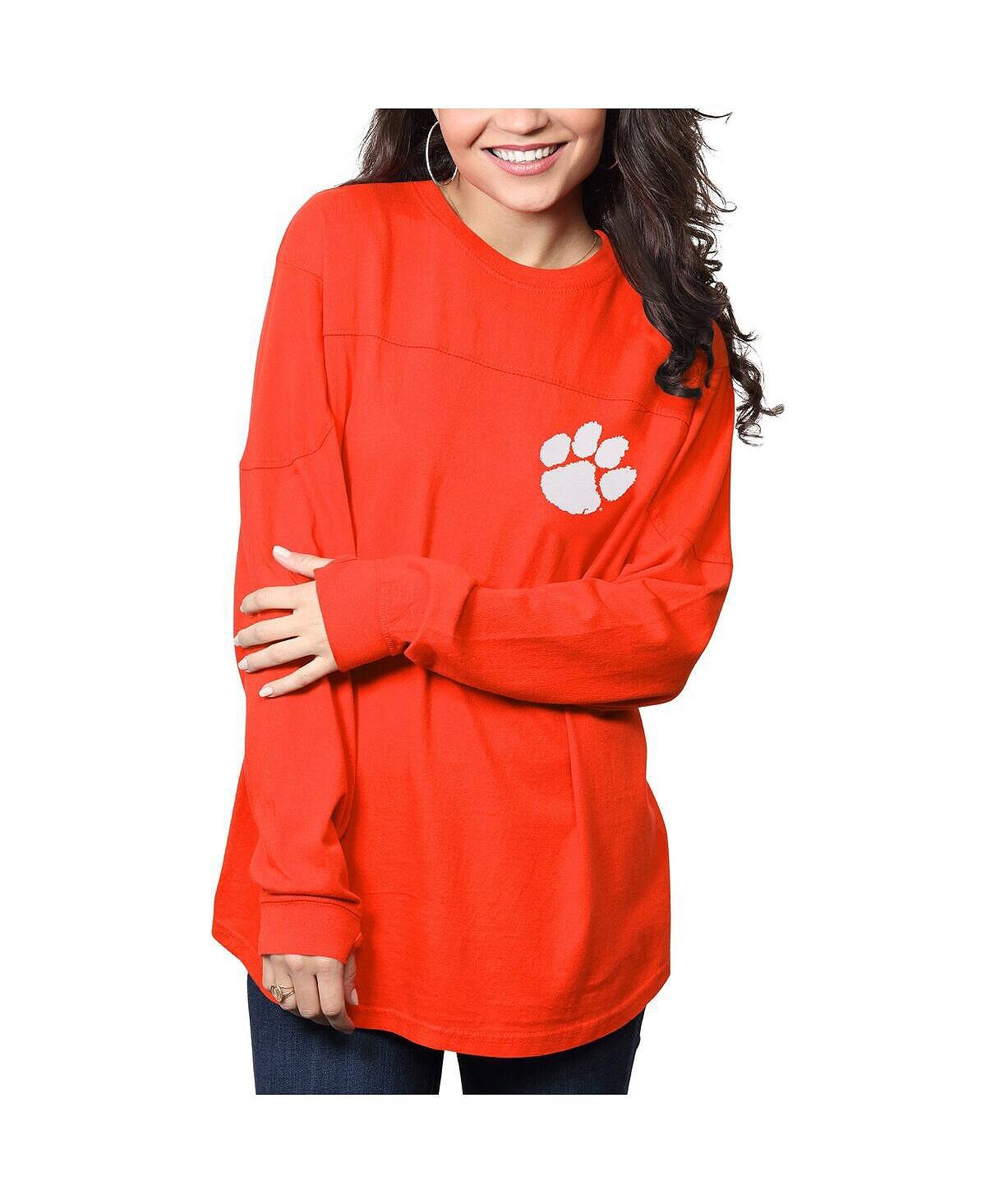 

Женская оранжевая футболка оверсайз с длинным рукавом Clemson Tigers The Big Shirt Pressbox, Оранжевый, Женская оранжевая футболка оверсайз с длинным рукавом Clemson Tigers The Big Shirt Pressbox