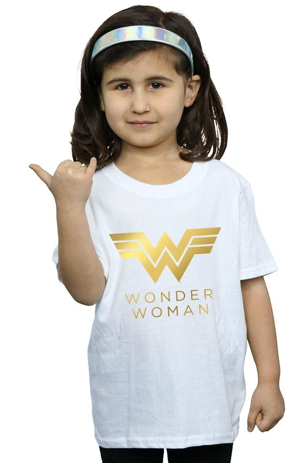 

Хлопковая футболка с золотым логотипом Wonder Woman 84 DC Comics, белый