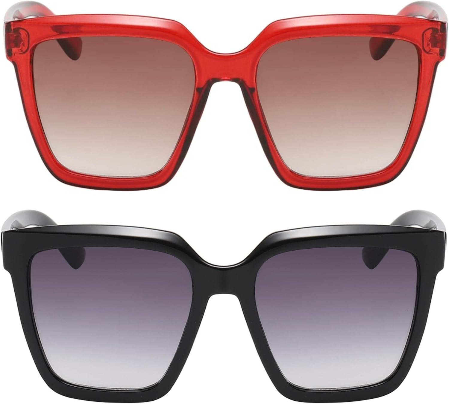 

Солнцезащитные очки OWL Square Oversized для мужчин и женщин - оправа в виде рогов, линзы UV400, толстый пластик, женские солнцезащитные очки в стиле "бойфренд" XL, Red, Black