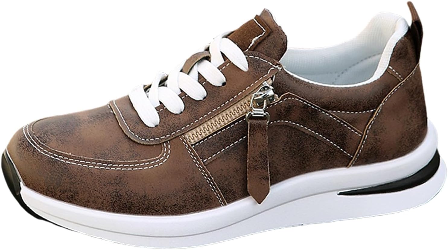 

Кроссовки Kubbon Wedge для женщин с платформой, на молнии, теннисного типа, без боковых элементов, низкие, на шнуровке, удобные, легкие кроссовки для прогулок, коричневый