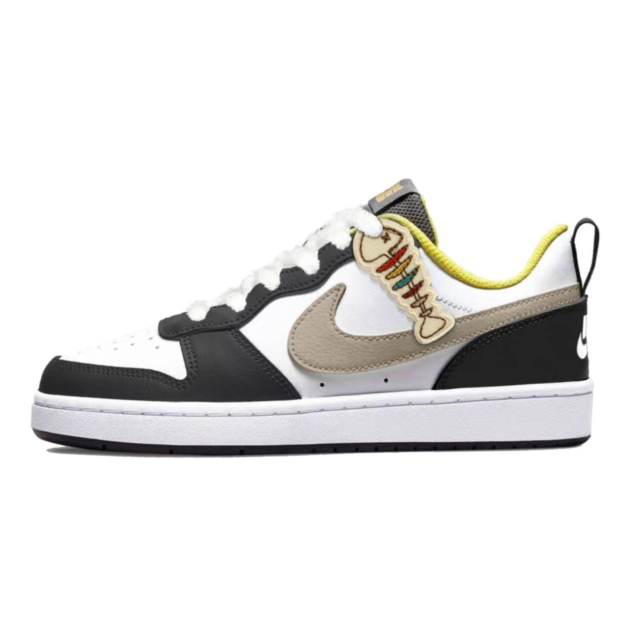 

Nike Детские кроссовки для скейтбординга Court Borough Low 2 SE с нескользящей подошвой, цвет черный, белый, для подростков
