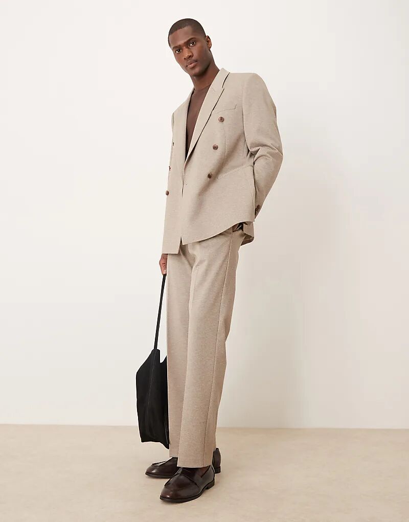 

Прямые брюки ASOS DESIGN из бежевого твила