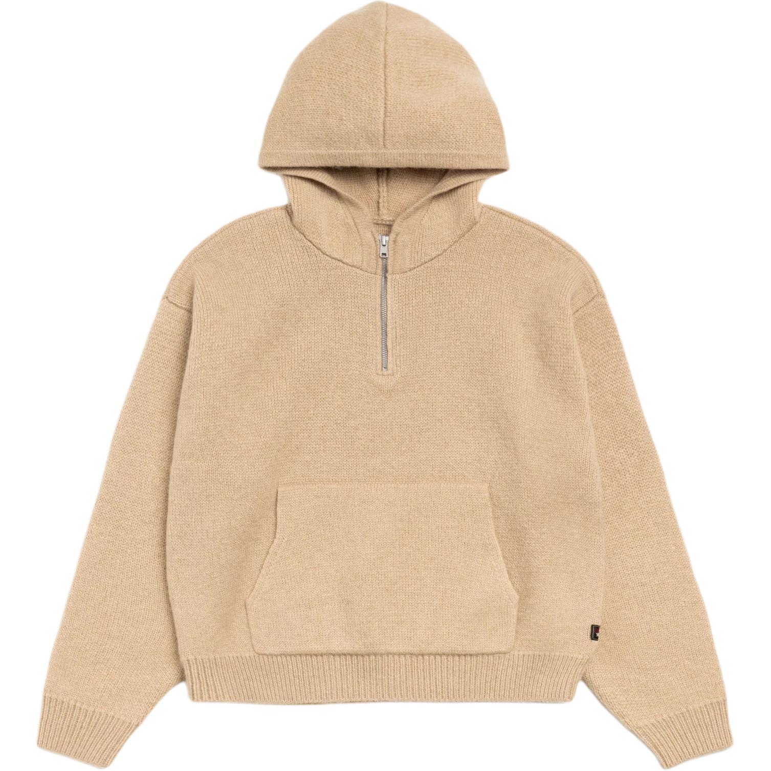 

Куртка с четвертью молнии и капюшоном худи унисекс Stussy, светло-коричневый