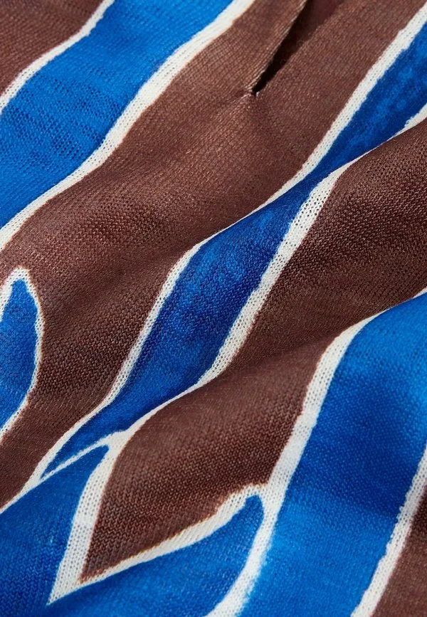 Топ с длинными рукавами и вырезом-лодочкой, стандартного кроя Next, Blue Brown Print — фото 2
