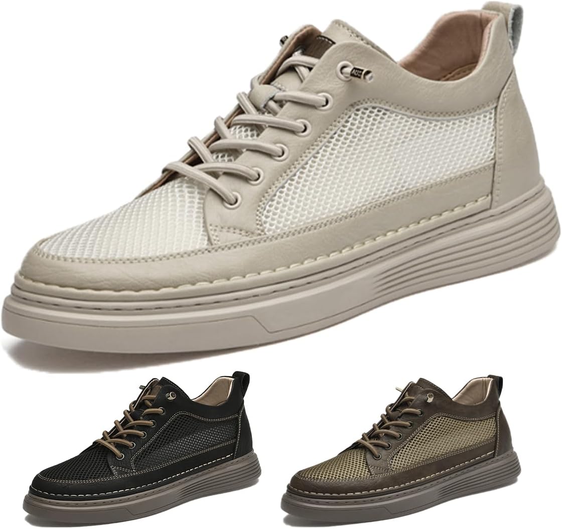 

Мужские невидимые кроссовки с увеличением роста, дышащие оксфорды на шнуровке с скрытой подошвой, обувь для ходьбы, вождения, бизнеса и работы в офисе Generic, белый