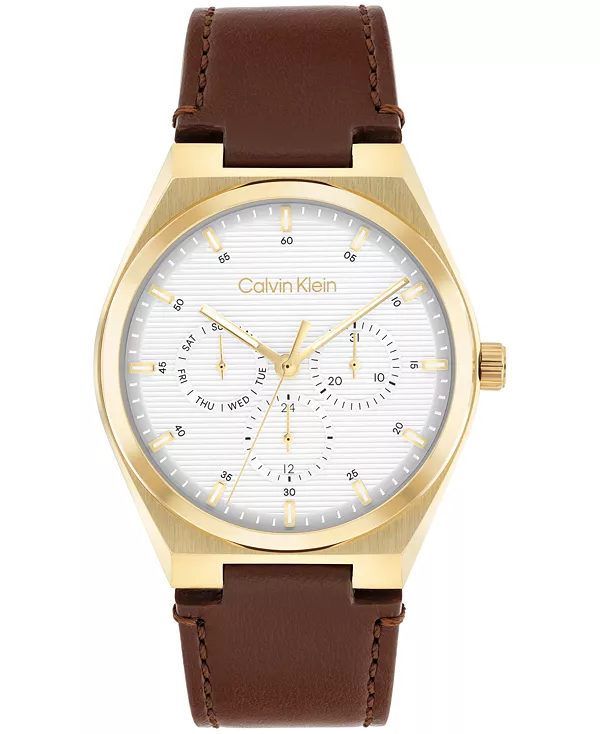 

Мужские часы CK Motion с коричневым кожаным ремешком, 39 мм Calvin Klein, brown