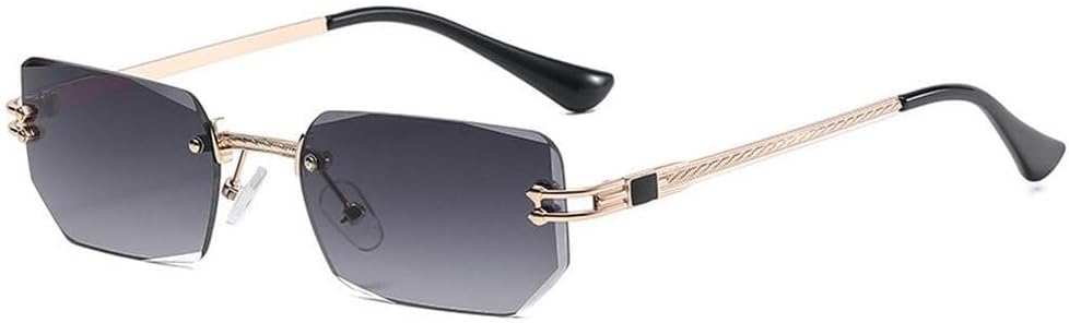 

Мужские солнцезащитные очки Polygon без оправы, винтажные, золотистые, с черными линзами, женские прямоугольные, с защитой от УФ-излучения UV400 LXLHWN, C01 Gold Black