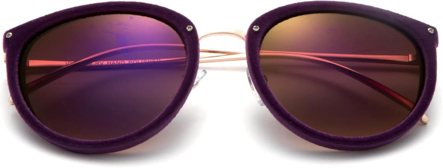 

Newbee Fashion - "Miley" Уникальные круглые очки с линзами UV400 и защитой от ультрафиолета. Современные модные солнцезащитные очки Newbee Fashion Sunglasses, Purple