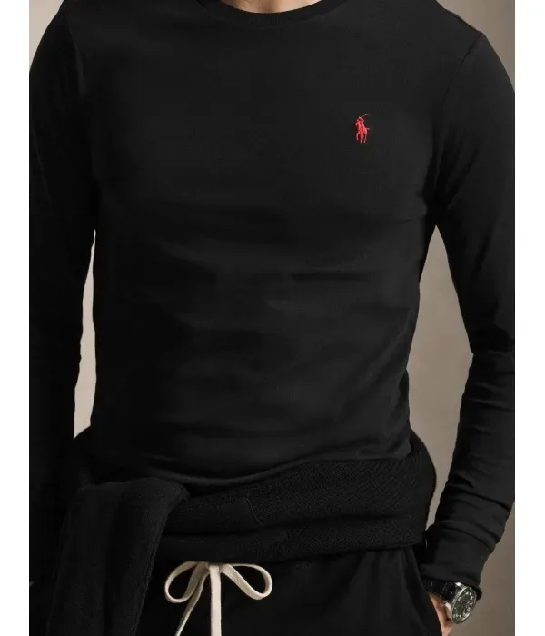 Лонгслив custom slim fit Polo Ralph Lauren, черный — фото 4