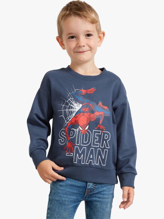 

Детская хлопковая толстовка с круглым вырезом Spiderman Lindex, Dark Blue