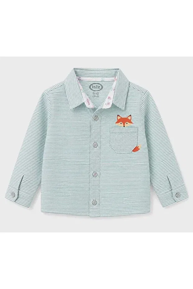 Детская рубашка для мальчиков с длинным рукавом Isis baby boy striped shirt Outlet, Green — фото 4
