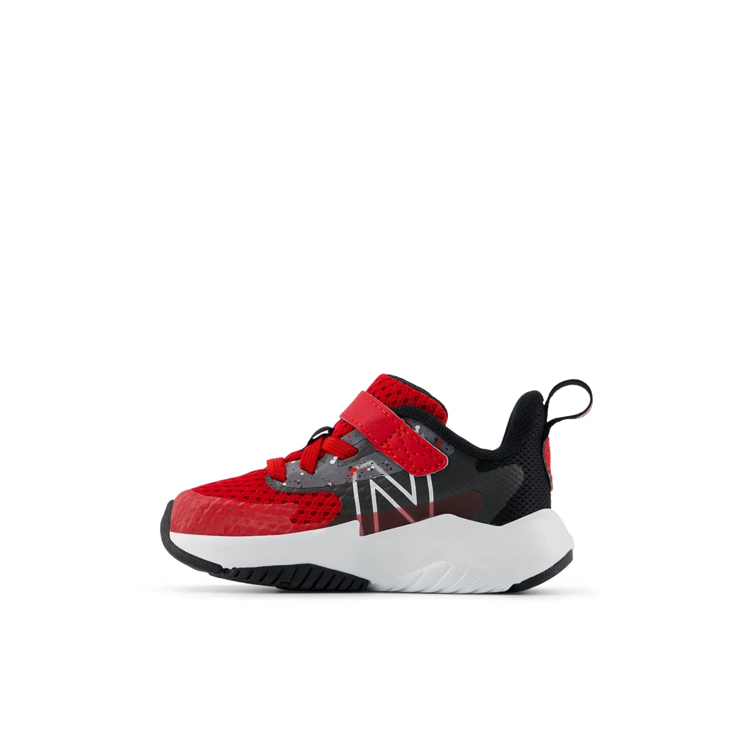 Детские кроссовки на шнурках с верхней застежкой Rave Run v2 Bungee Lace with Top Strap New Balance, Team Red With Black And Black Cement — фото 3