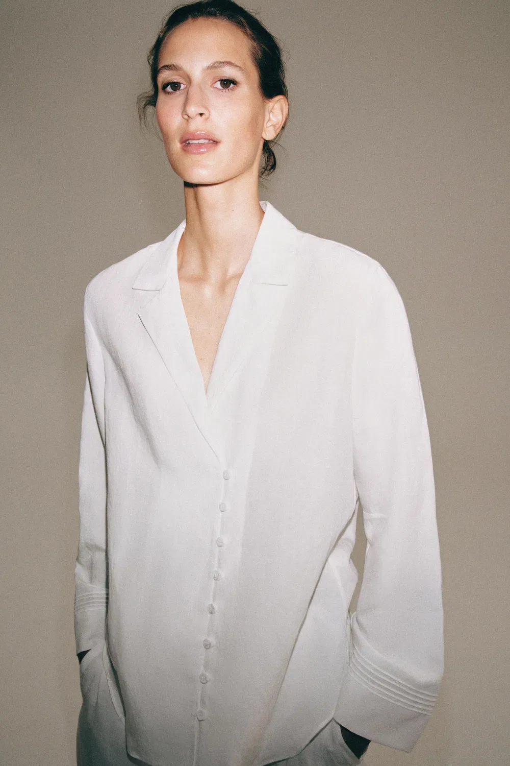 Рубашка на пуговицах из коллекции ZW ZARA, White — фото 4