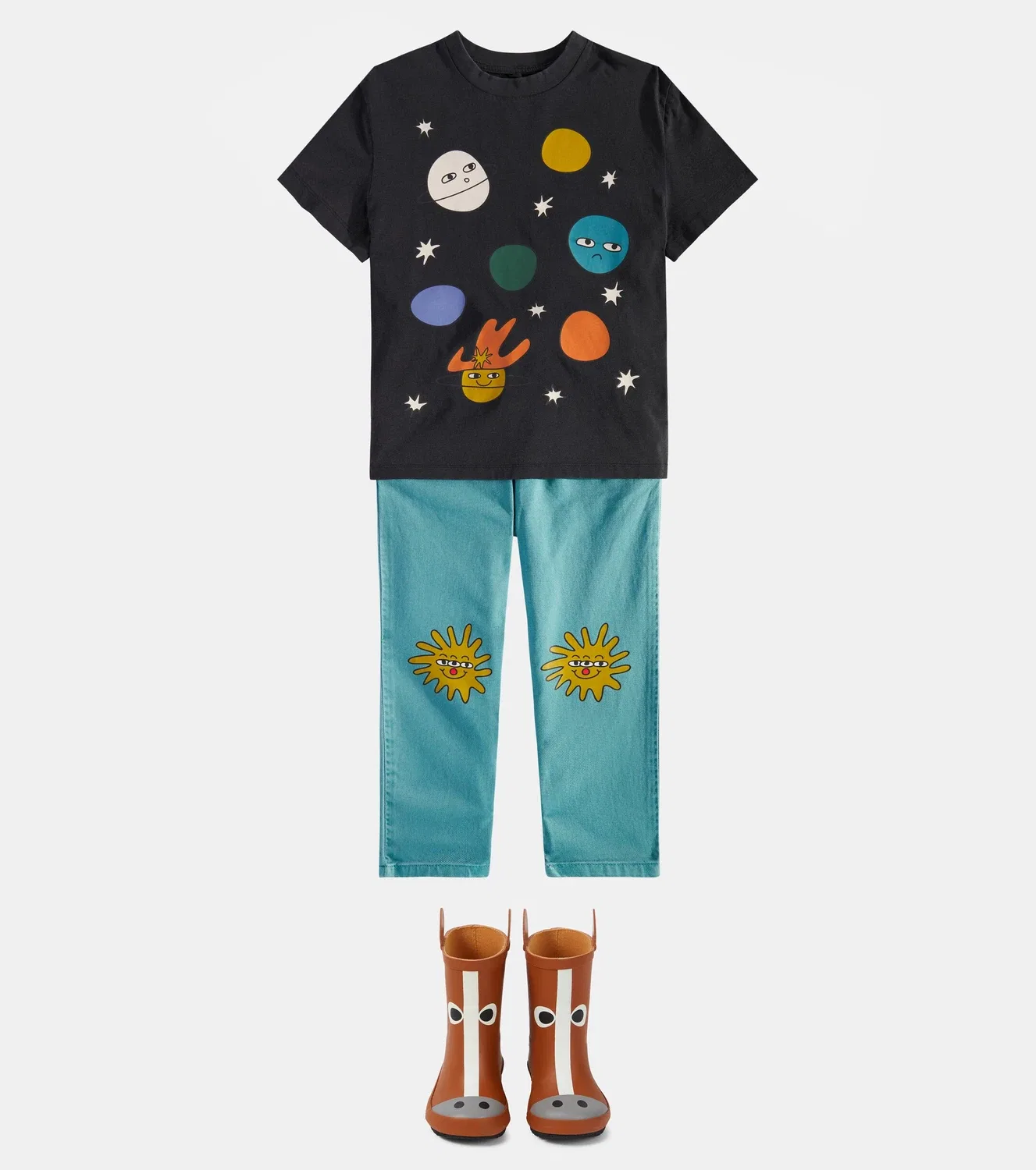 Прямые джинсы с принтом Stella Mccartney Kids, синий — фото 2