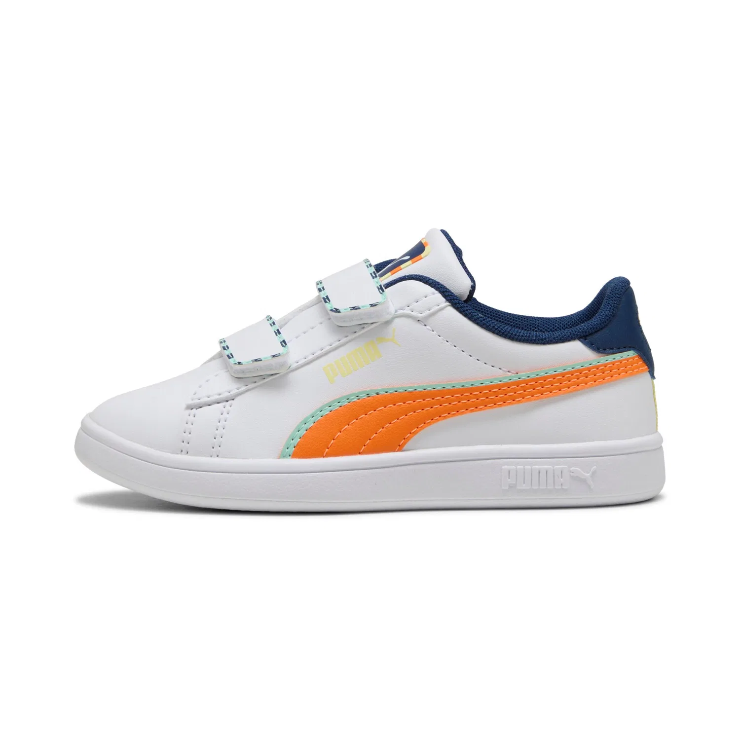 Детские кроссовки с регулировкой липучкой PUMA, White/Orange Glo — фото 2