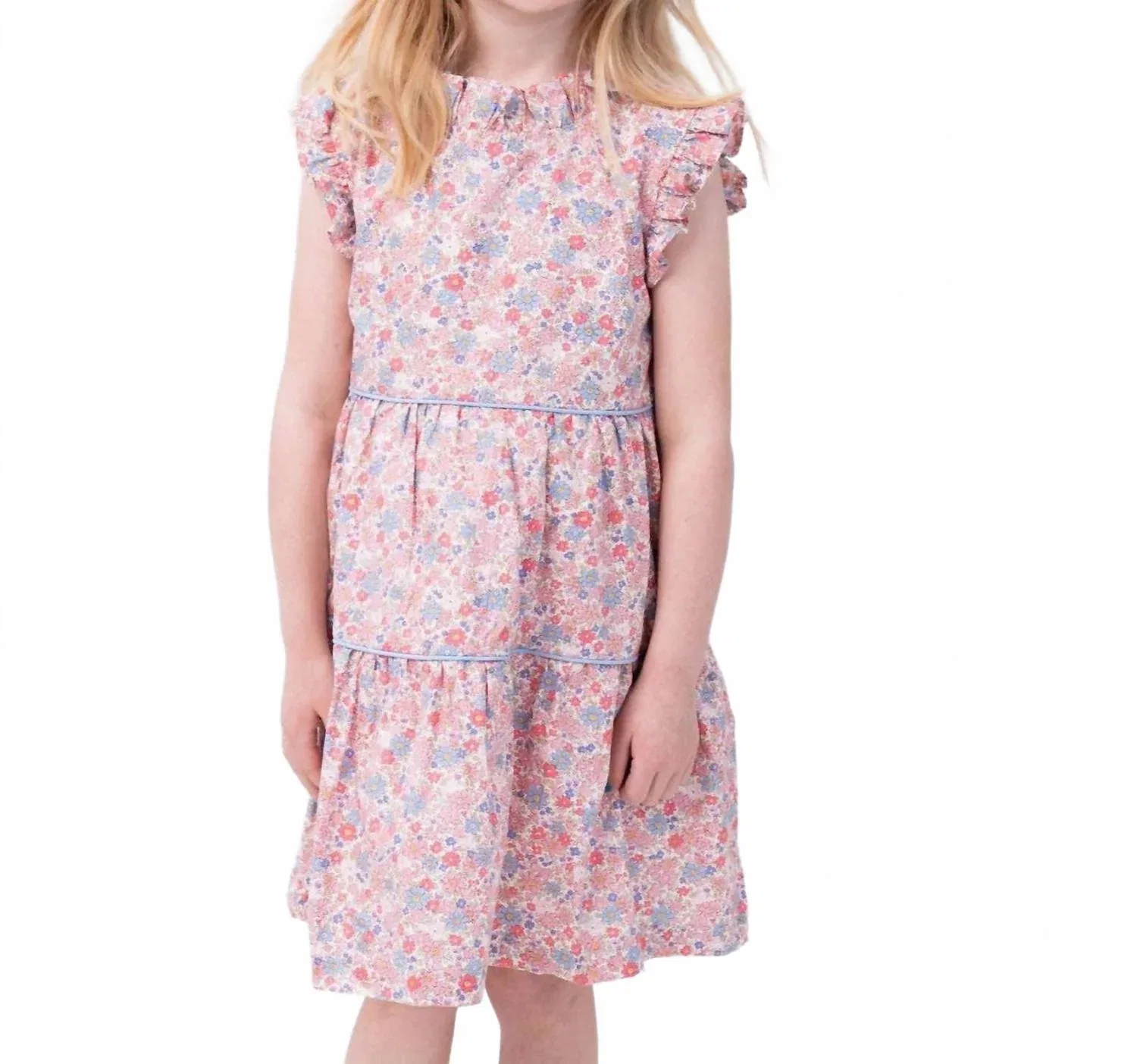Детское платье для девочек без рукавов с цветочным принтом Valeria Floral Dress THE OAKS APPAREL, Pink/Blue