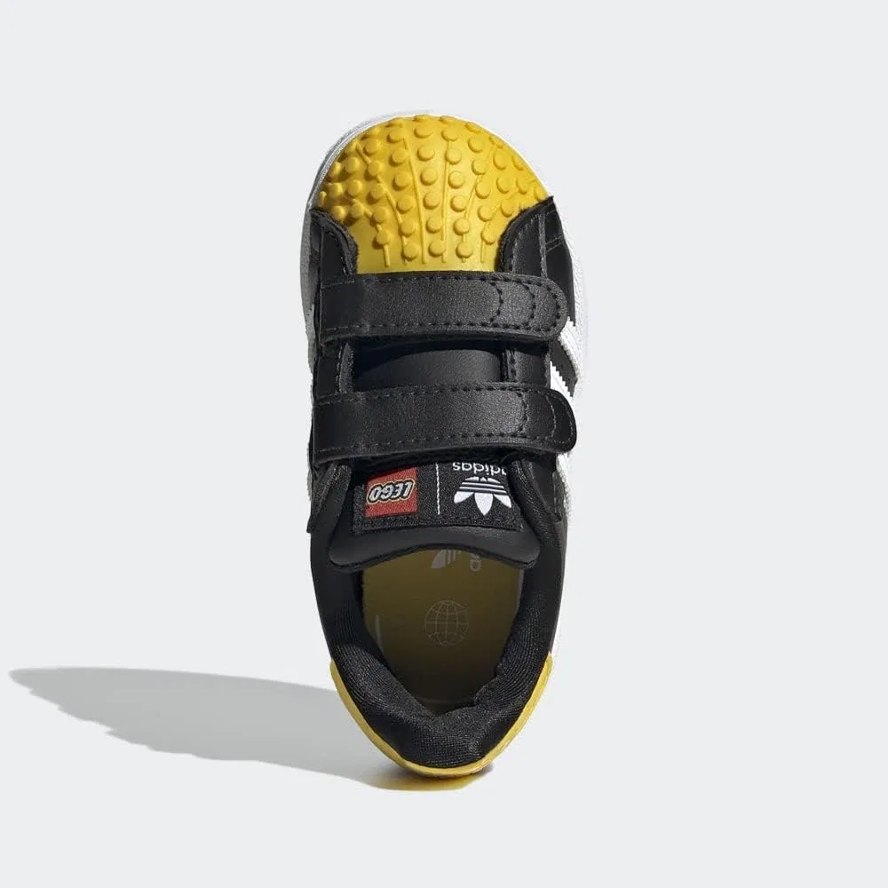 Детские кроссовки для девочек Superstar X Lego adidas, Core Black/Cloud White/Cloud White — фото 4