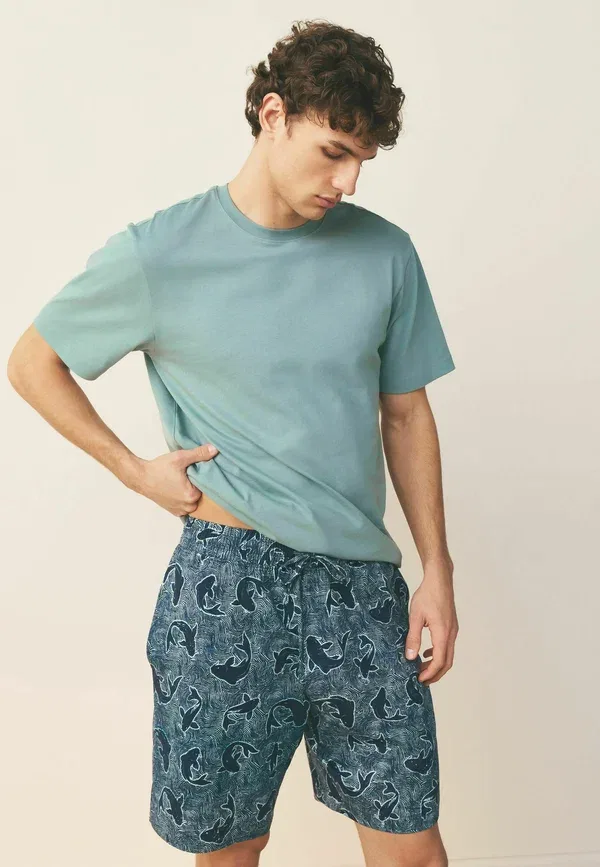 Пижамный комплект с принтом Regular fit, short sleeve koi printed, Next, синий