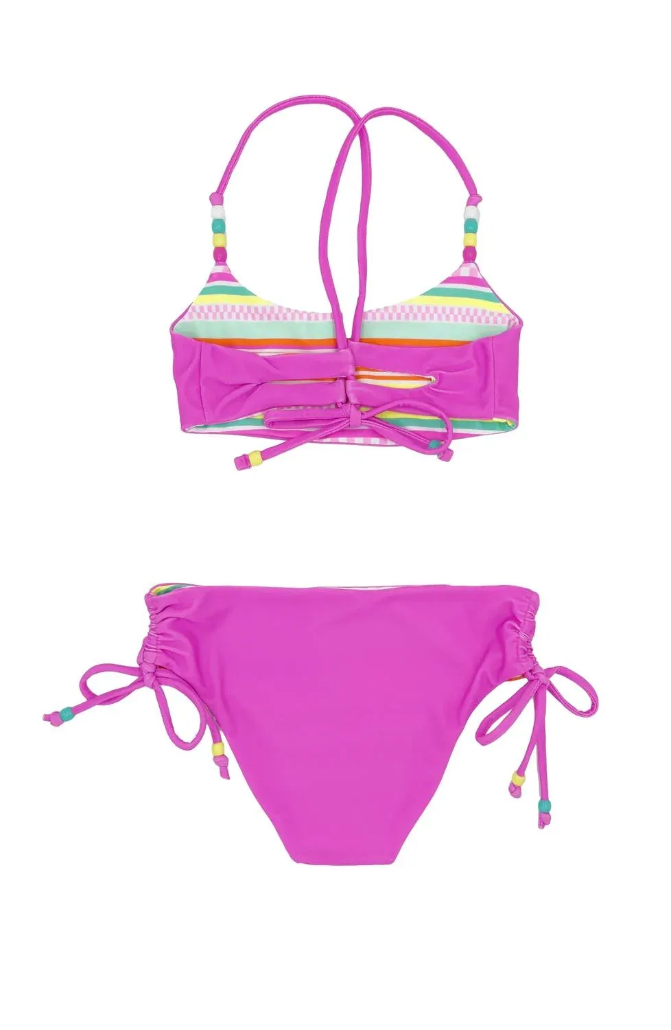 Детский купальник бикини с защитой UPF 50+ Four The Good Vibes feather 4 arrow, Hot Pink — фото 3