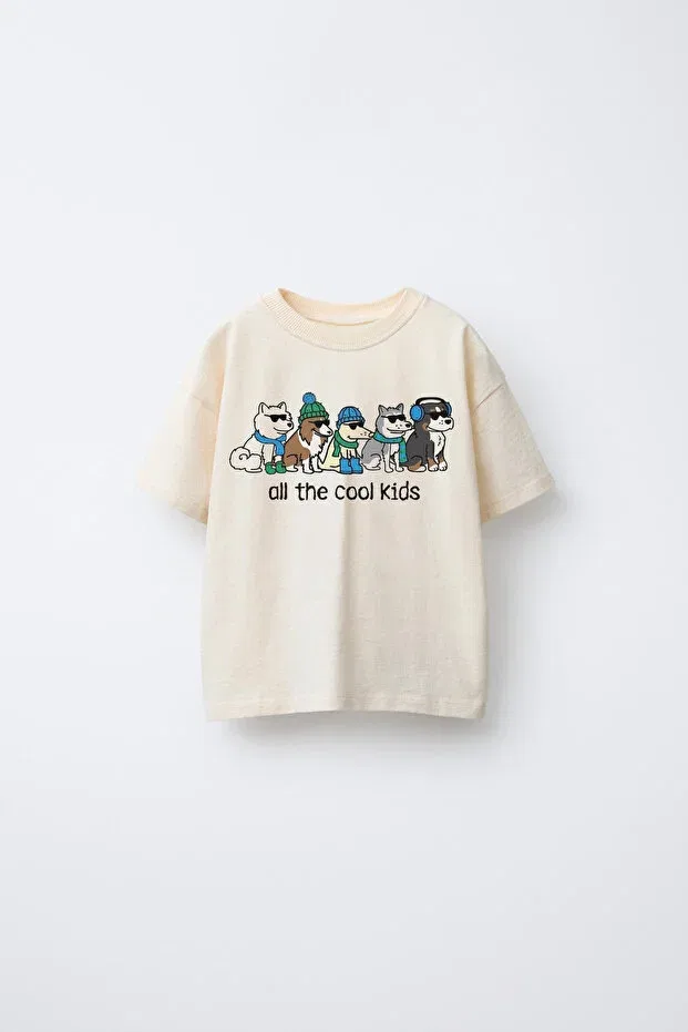 Детская футболка для девочек с принтом Cool Dogs Printed C.C.L. Coccolin Kids Baby Clup, Beige