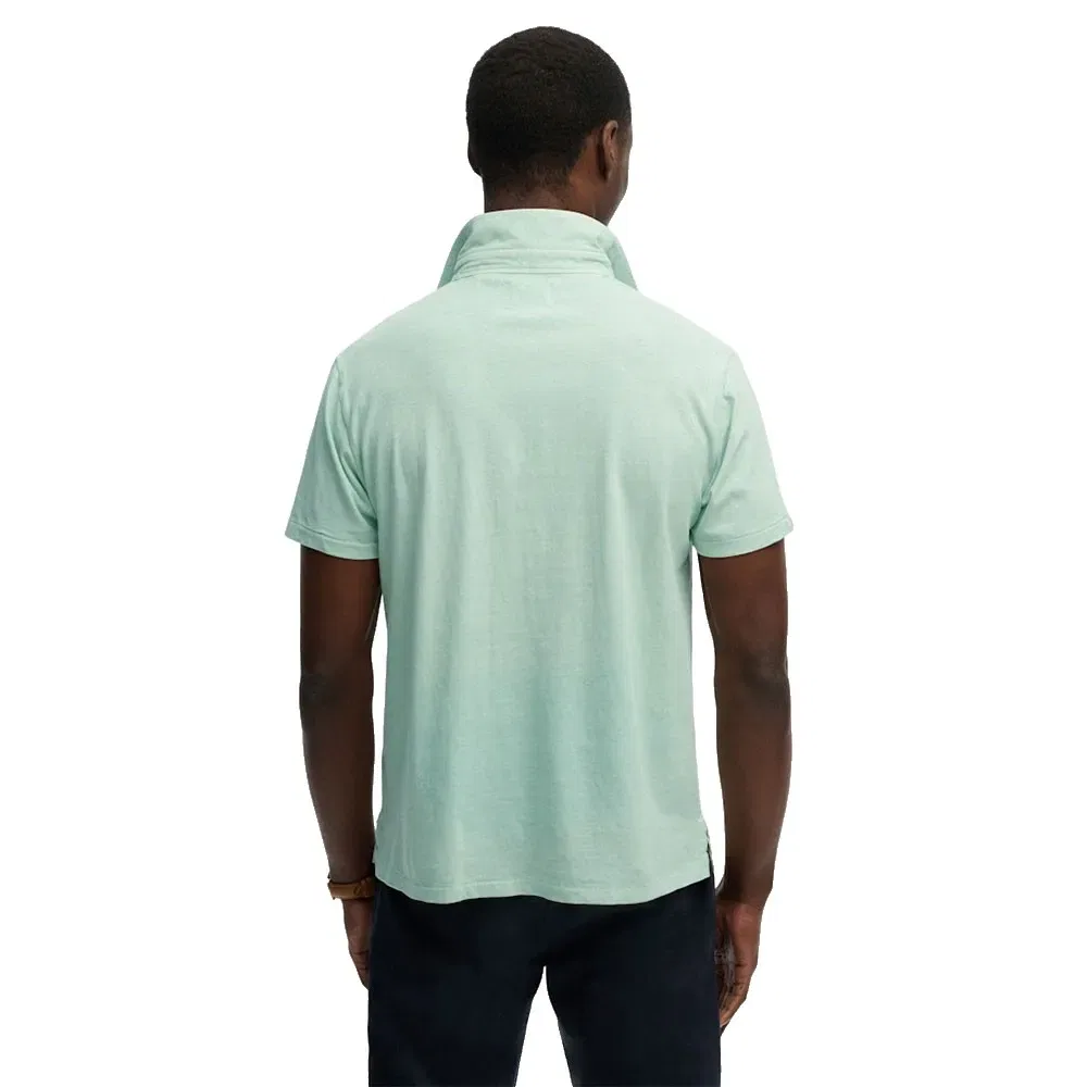 Поло Superdry Classic Cotton Linen Short Sleeve, зеленый — фото 2