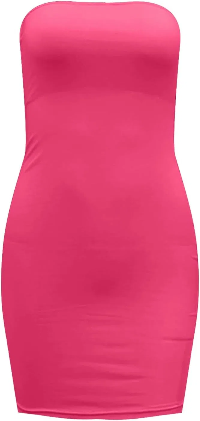 Женское мини-платье бодикон труба без бретелек, Pink — фото 3