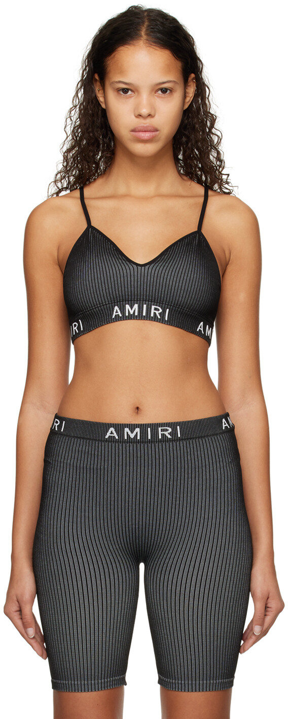 

Черный бесшовный спортивный бюстгальтер AMIRI
