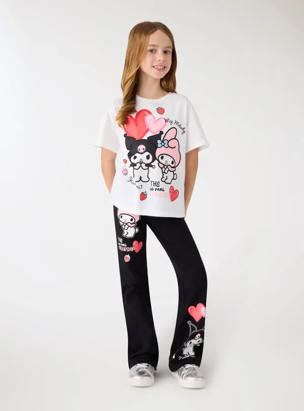 Футболка с принтом Hello Kitty Con kuromi Terranova, bianco ottico, белый