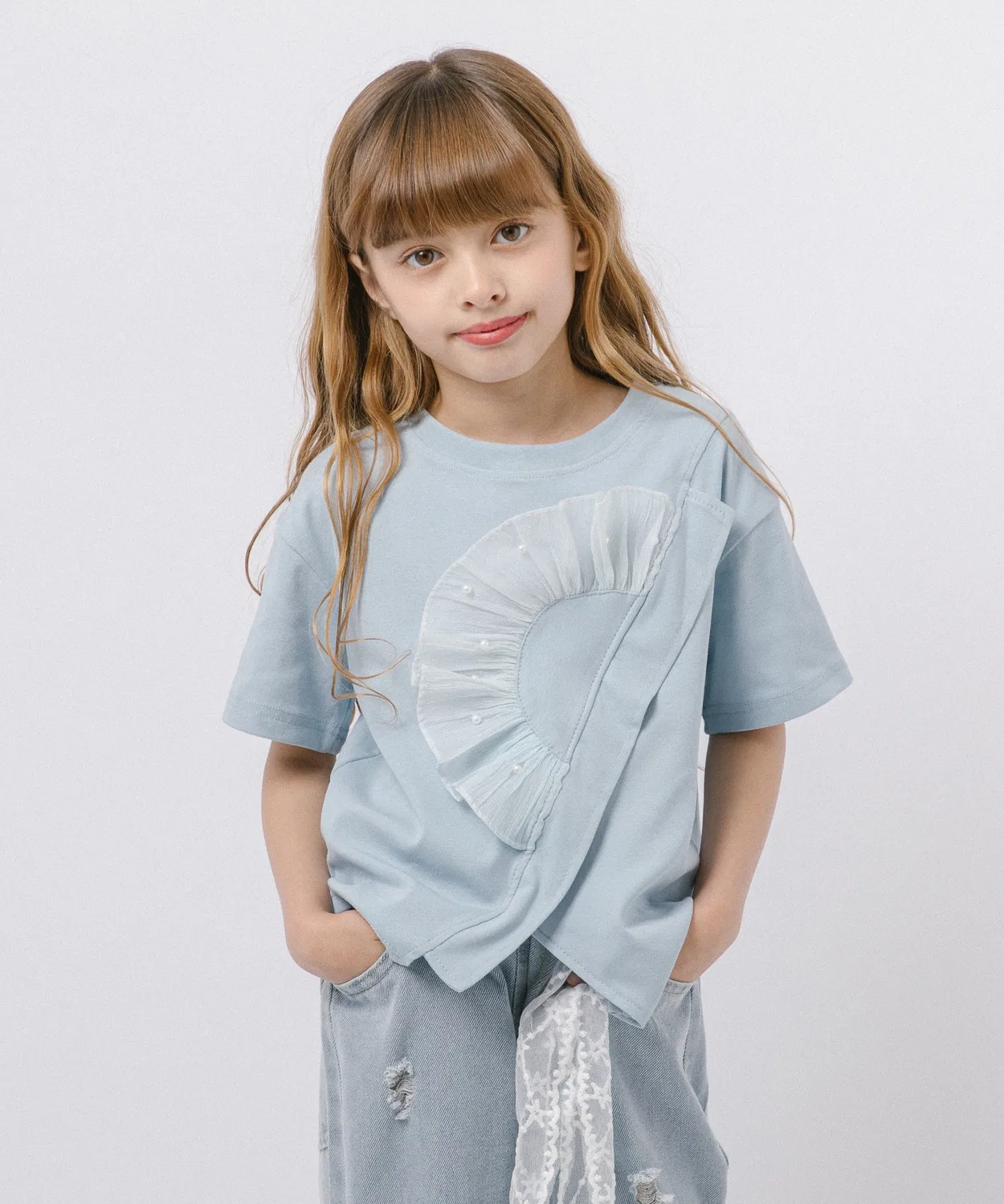Детская футболка с асимметричным тюлевым воланами URBAN CHERRY, Blue